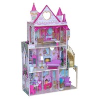 Casuta Castel din lemn pentru papusi ROSE Garden DollHouse Kidkraft cu sunete si lumni
